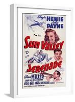 Sun Valley Serenade, from Top: Sonja Henie, John Payne, Glenn Miller, 1941-null-Framed Art Print