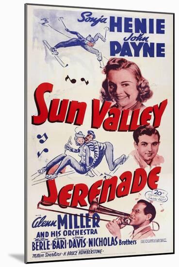 Sun Valley Serenade, from Top: Sonja Henie, John Payne, Glenn Miller, 1941-null-Mounted Art Print