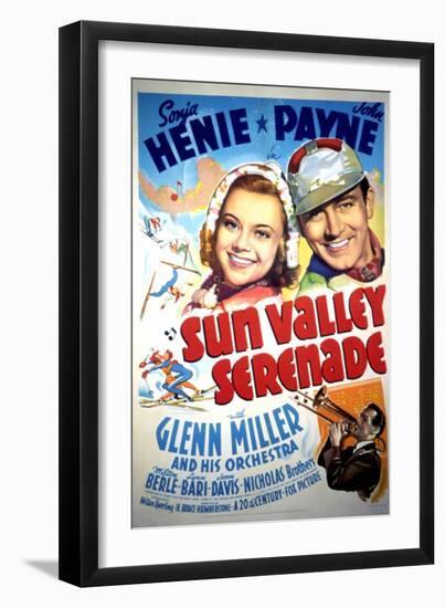 Sun Valley Serenade, Sonja Henie, John Payne, Glenn Miller, 1941-null-Framed Art Print