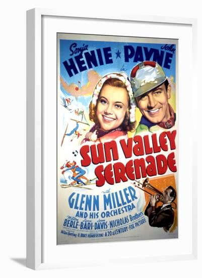 Sun Valley Serenade, Sonja Henie, John Payne, Glenn Miller, 1941-null-Framed Art Print