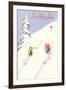 Sun Valley, Skiers on Steep Slope-null-Framed Art Print