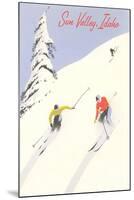 Sun Valley, Skiers on Steep Slope-null-Mounted Art Print