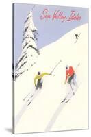 Sun Valley, Skiers on Steep Slope-null-Stretched Canvas