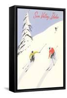 Sun Valley, Skiers on Steep Slope-null-Framed Stretched Canvas