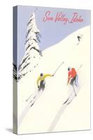 Sun Valley, Skiers on Steep Slope-null-Stretched Canvas