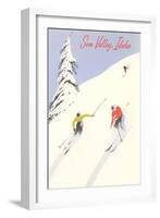 Sun Valley, Skiers on Steep Slope-null-Framed Art Print