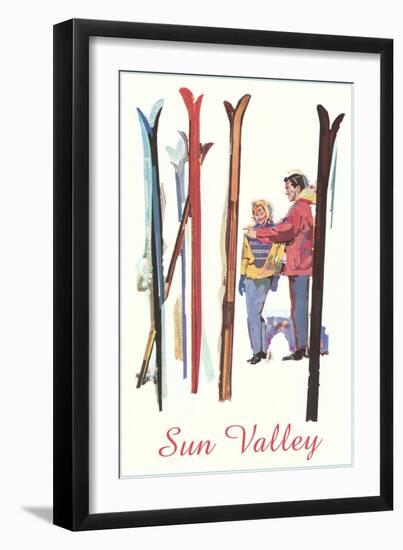 Sun Valley, Skis in Snow-null-Framed Art Print