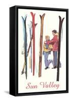 Sun Valley, Skis in Snow-null-Framed Stretched Canvas