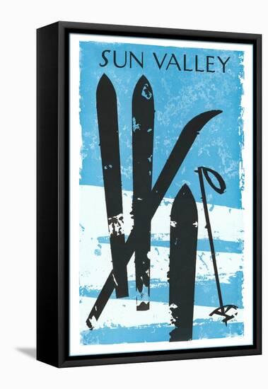 Sun Valley, Skis in Snow-null-Framed Stretched Canvas