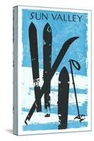 Sun Valley, Skis in Snow-null-Stretched Canvas