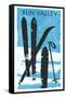 Sun Valley, Skis in Snow-null-Framed Stretched Canvas