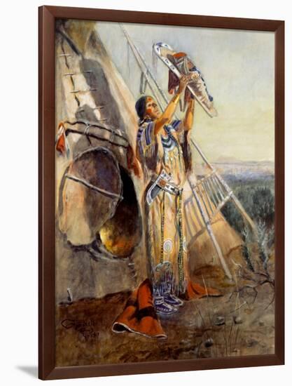 Sun Worship in Montana-Charles Marion Russell-Framed Art Print