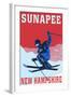 Sunapee, New Hampshire - Colorblocked Skier-Lantern Press-Framed Art Print