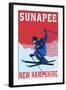 Sunapee, New Hampshire - Colorblocked Skier-Lantern Press-Framed Art Print