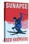 Sunapee, New Hampshire - Colorblocked Skier-Lantern Press-Stretched Canvas