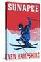 Sunapee, New Hampshire - Colorblocked Skier-Lantern Press-Stretched Canvas