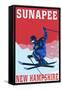 Sunapee, New Hampshire - Colorblocked Skier-Lantern Press-Framed Stretched Canvas