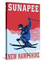 Sunapee, New Hampshire - Colorblocked Skier-Lantern Press-Stretched Canvas