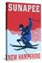 Sunapee, New Hampshire - Colorblocked Skier-Lantern Press-Stretched Canvas