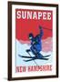 Sunapee, New Hampshire - Colorblocked Skier-Lantern Press-Framed Art Print