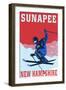 Sunapee, New Hampshire - Colorblocked Skier-Lantern Press-Framed Art Print