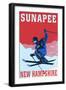 Sunapee, New Hampshire - Colorblocked Skier-Lantern Press-Framed Art Print