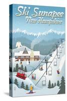 Sunapee, New Hampshire - Retro Ski Resort-Lantern Press-Stretched Canvas