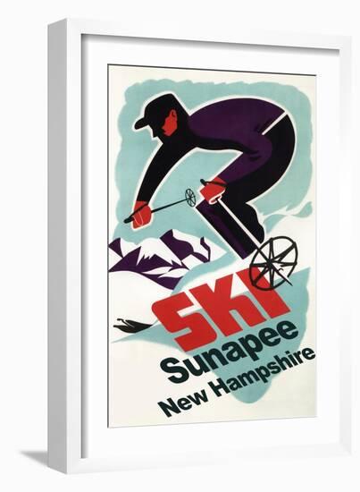 Sunapee, New Hampshire - Retro Skier-Lantern Press-Framed Art Print