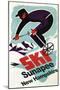 Sunapee, New Hampshire - Retro Skier-Lantern Press-Mounted Art Print