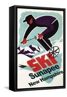 Sunapee, New Hampshire - Retro Skier-Lantern Press-Framed Stretched Canvas