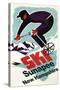 Sunapee, New Hampshire - Retro Skier-Lantern Press-Stretched Canvas