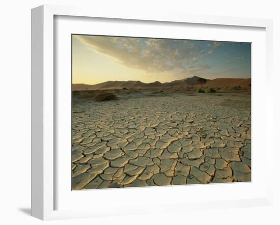 Sunbaked Mud Pan, Cracked Earth, Near Sossusvlei, Namib Naukluft Park, Namibia, Africa-Lee Frost-Framed Photographic Print