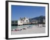 Sunbathers on Beach Near the Pier, Mondello, Palermo, Sicily, Italy, Europe-Martin Child-Framed Photographic Print