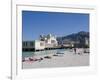 Sunbathers on Beach Near the Pier, Mondello, Palermo, Sicily, Italy, Europe-Martin Child-Framed Photographic Print