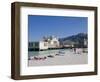 Sunbathers on Beach Near the Pier, Mondello, Palermo, Sicily, Italy, Europe-Martin Child-Framed Photographic Print