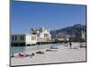 Sunbathers on Beach Near the Pier, Mondello, Palermo, Sicily, Italy, Europe-Martin Child-Mounted Photographic Print