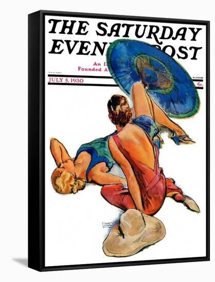 "Sunbathers," Saturday Evening Post Cover, July 5, 1930-John LaGatta-Framed Stretched Canvas