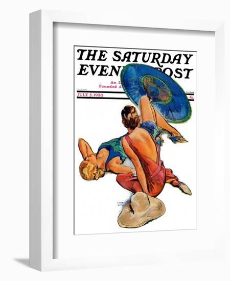 "Sunbathers," Saturday Evening Post Cover, July 5, 1930-John LaGatta-Framed Giclee Print