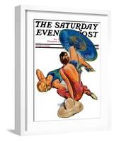 "Sunbathers," Saturday Evening Post Cover, July 5, 1930-John LaGatta-Framed Premium Giclee Print