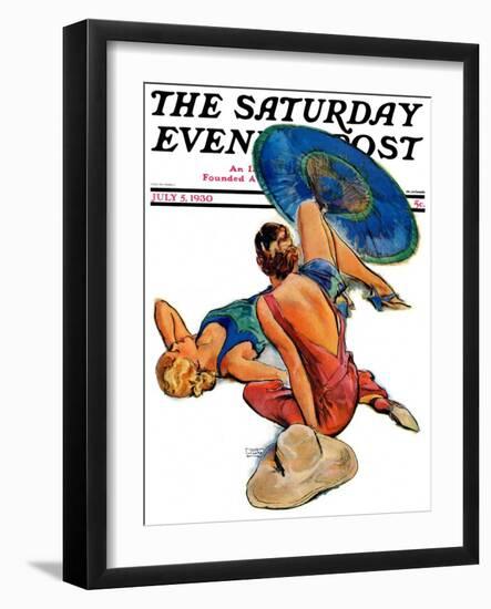 "Sunbathers," Saturday Evening Post Cover, July 5, 1930-John LaGatta-Framed Giclee Print