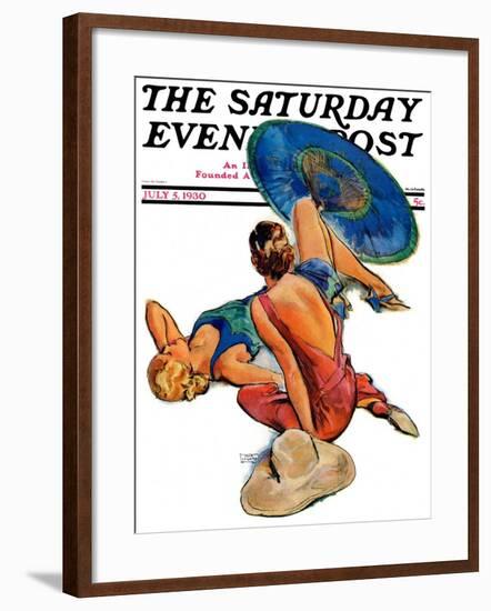 "Sunbathers," Saturday Evening Post Cover, July 5, 1930-John LaGatta-Framed Giclee Print