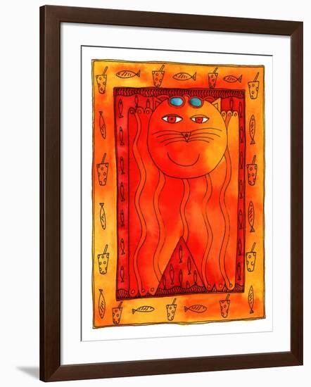 Sunbathing Cat, 1999-Julie Nicholls-Framed Giclee Print