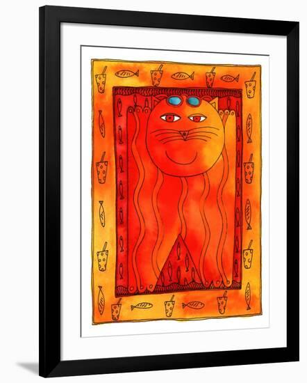 Sunbathing Cat, 1999-Julie Nicholls-Framed Giclee Print