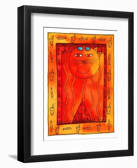 Sunbathing Cat, 1999-Julie Nicholls-Framed Giclee Print