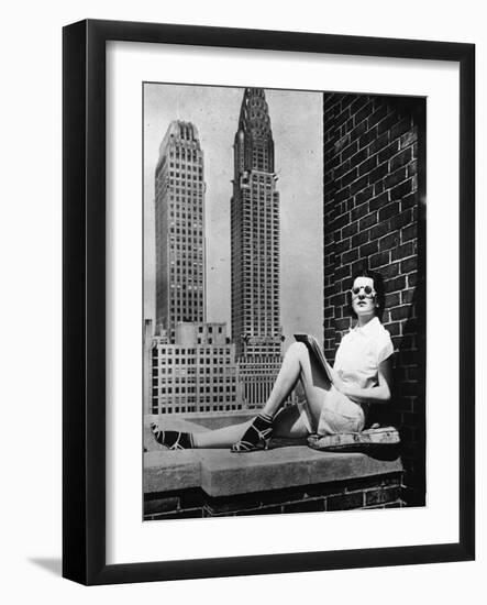 Sunbathing in a Highrise in New York-null-Framed Photographic Print