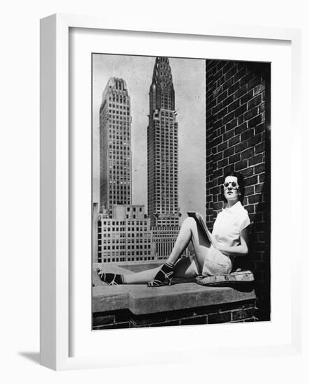 Sunbathing in a Highrise in New York-null-Framed Photographic Print