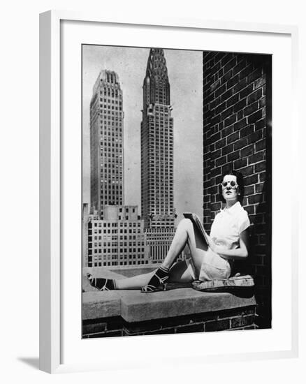 Sunbathing in a Highrise in New York-null-Framed Photographic Print