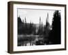 Sunbeam and Trees Reflecting in Lake, Mount Rainier National Park, Washington, USA-Adam Jones-Framed Premium Photographic Print