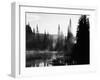 Sunbeam and Trees Reflecting in Lake, Mount Rainier National Park, Washington, USA-Adam Jones-Framed Photographic Print