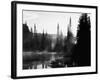 Sunbeam and Trees Reflecting in Lake, Mount Rainier National Park, Washington, USA-Adam Jones-Framed Photographic Print